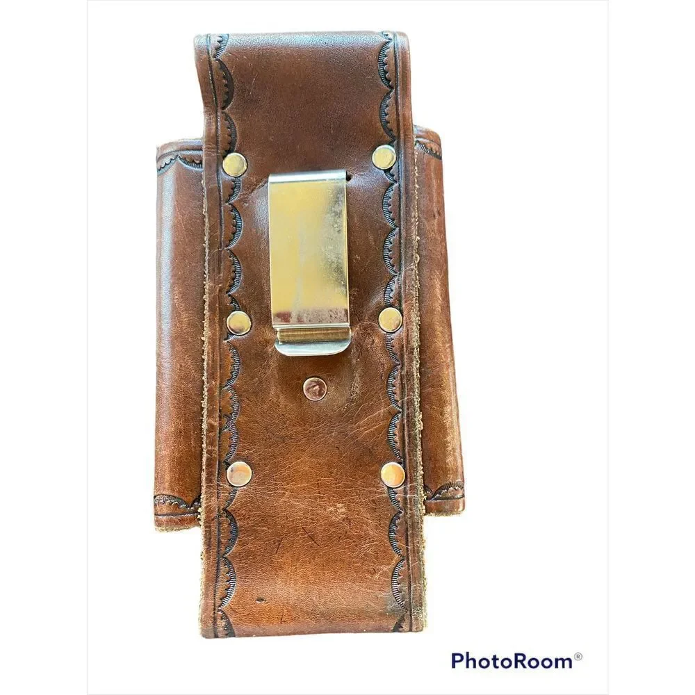 Vintage Genuine Leather Hand Tooled Cell Phone Case